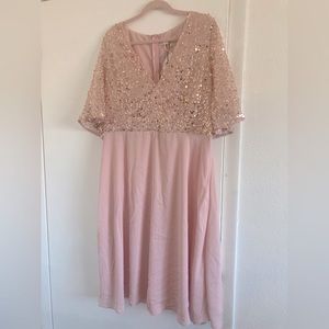 Boohoo Occasion Sequin Pink Dress Sz 14